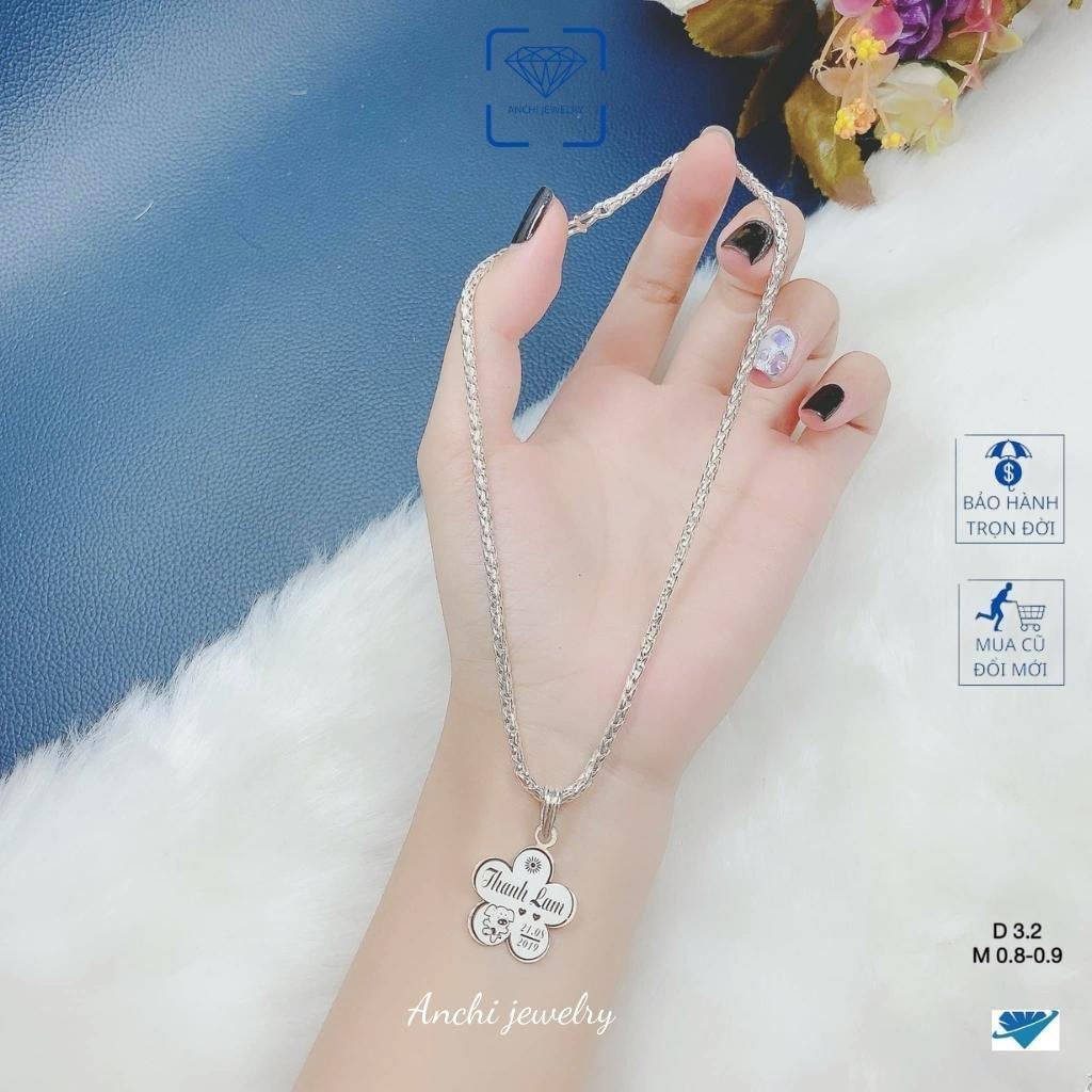 Dây chuyền bạc ta khắc tên cho bé trai miễn phí, Anchi jewelry