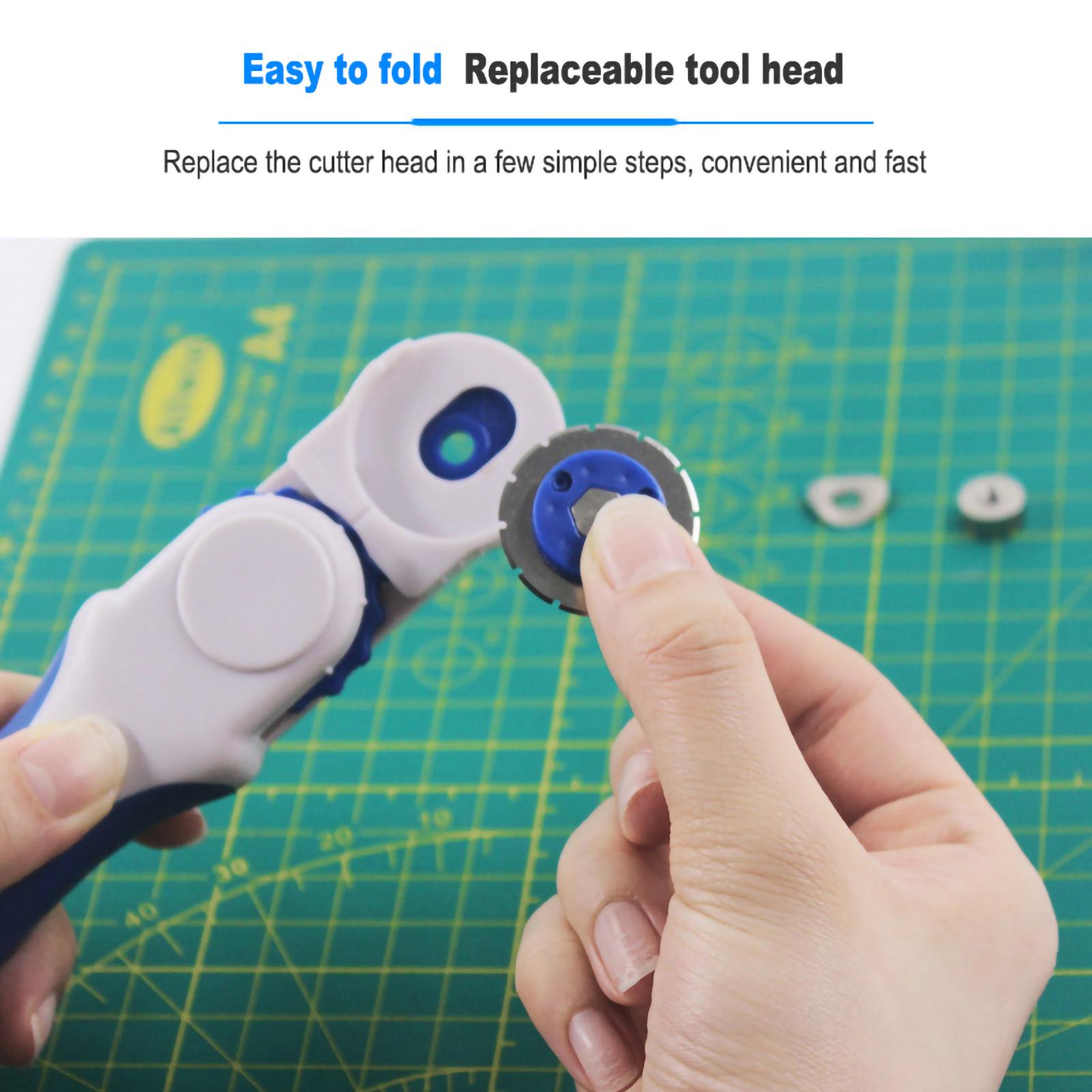 Rotary Cutter 3in1 Cutting Machine with 3pcs Replacement Blades Ergonomic Rubber Handle Rolling Cutter with Safety Lock