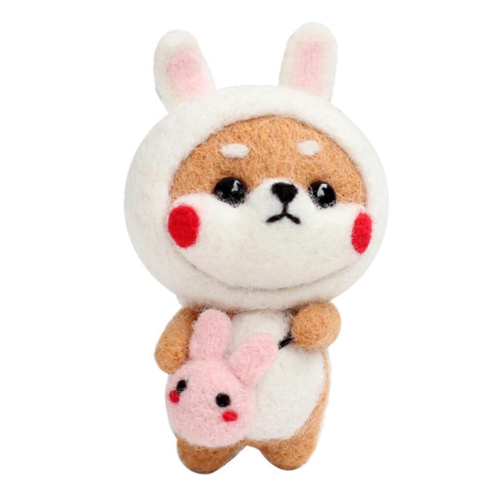 3 Sets Animal Dog Craft Felt Felting Kit for Beginner Valentine Gift