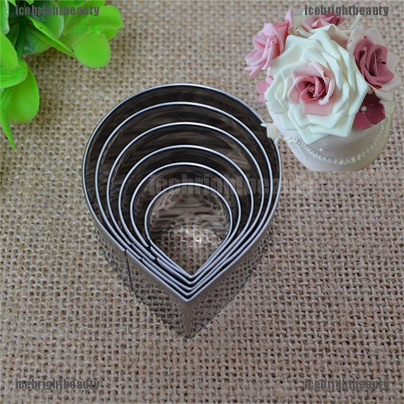 ICEB 6PCS/Set Rose Petal Mold for Cake Decor Fondant Sugarcraft Cutters Tools Mould