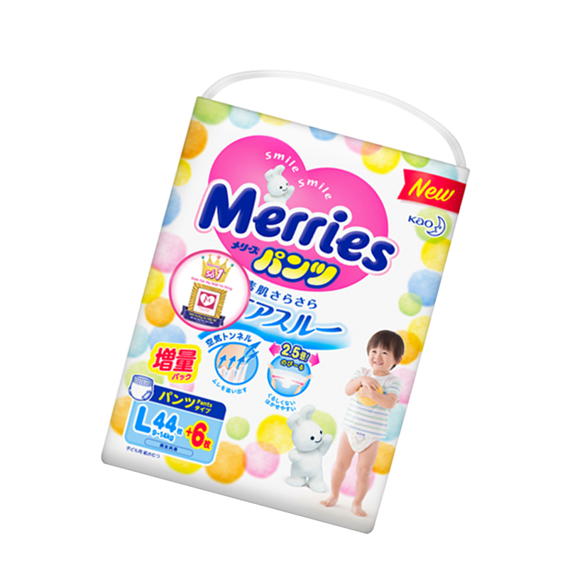 Tã/bỉm quần Merries size L - 44 + 6 miếng