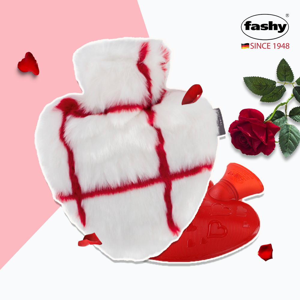 Túi chườm nóng lạnh Fashy nhập khẩu 100% từ Đức, tiêu chuẩn chất lượng Châu Âu giúp ngủ ngon, giảm đau, hạ sốt tự nhiên, thiết kế thời trang hình trái tim giả lông