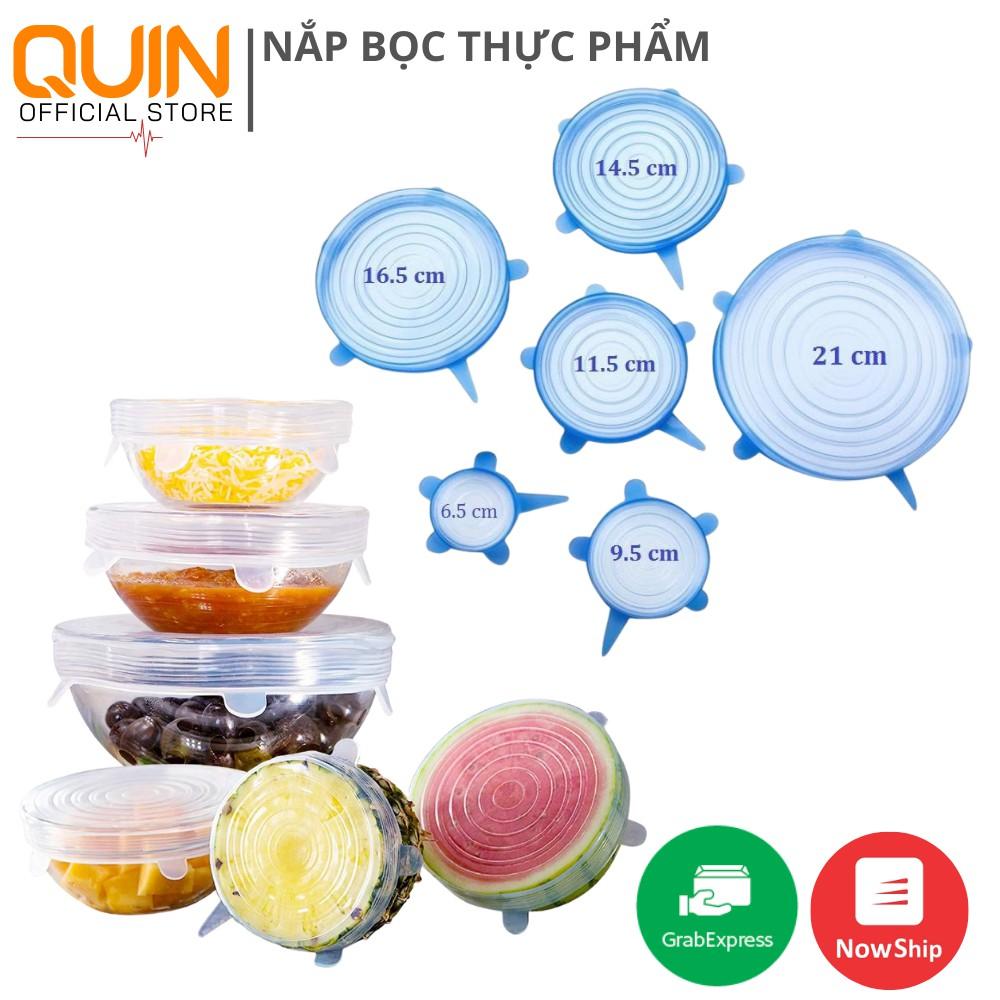 Bộ 6 nắp silicon co giãn bọc tô chén bảo quản thực phẩm đa năng