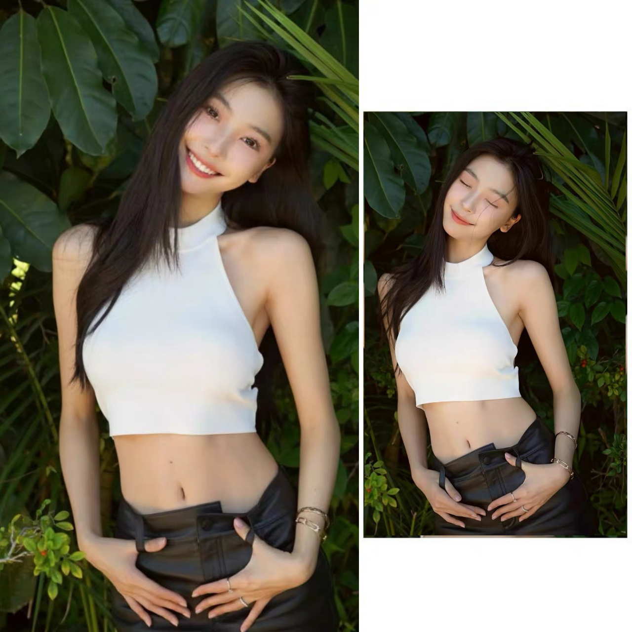Áo croptop kiểu yếm ôm cổ lọ hở lưng khoe eo cài nút thời trang ngọc phong cách hàn quốc đẹp sexy sang chảnh 2022