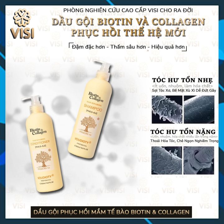 BỘ DẦU GỘI XẢ VOUDIOTY HAIR REPAIR BIOTIN & COLLAGEN VÀNG 2022 NGĂN GÃY RỤNG MỀM MƯỢT 500ML*2 (BỘ NHỎ)