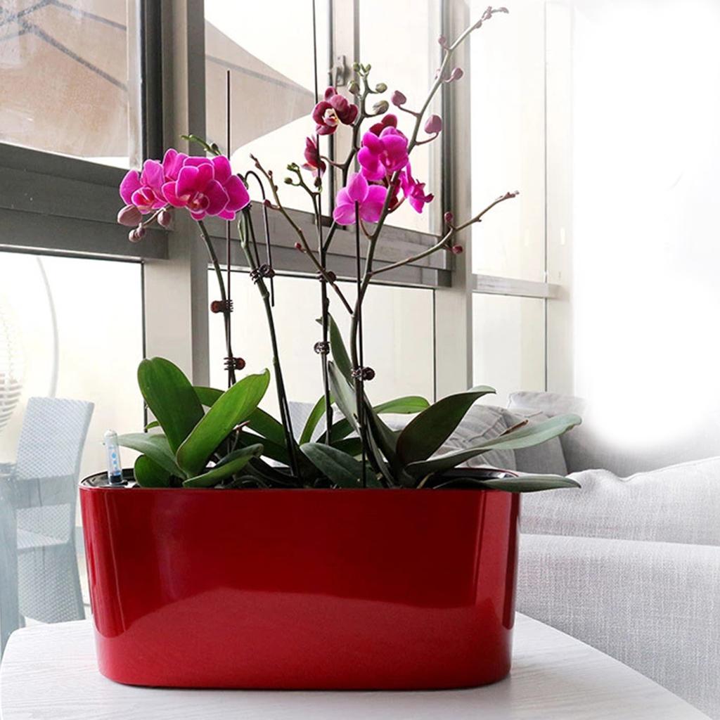 Self Watering Planter Flower Pot Indoor Outdoor Home Garden Decor Red