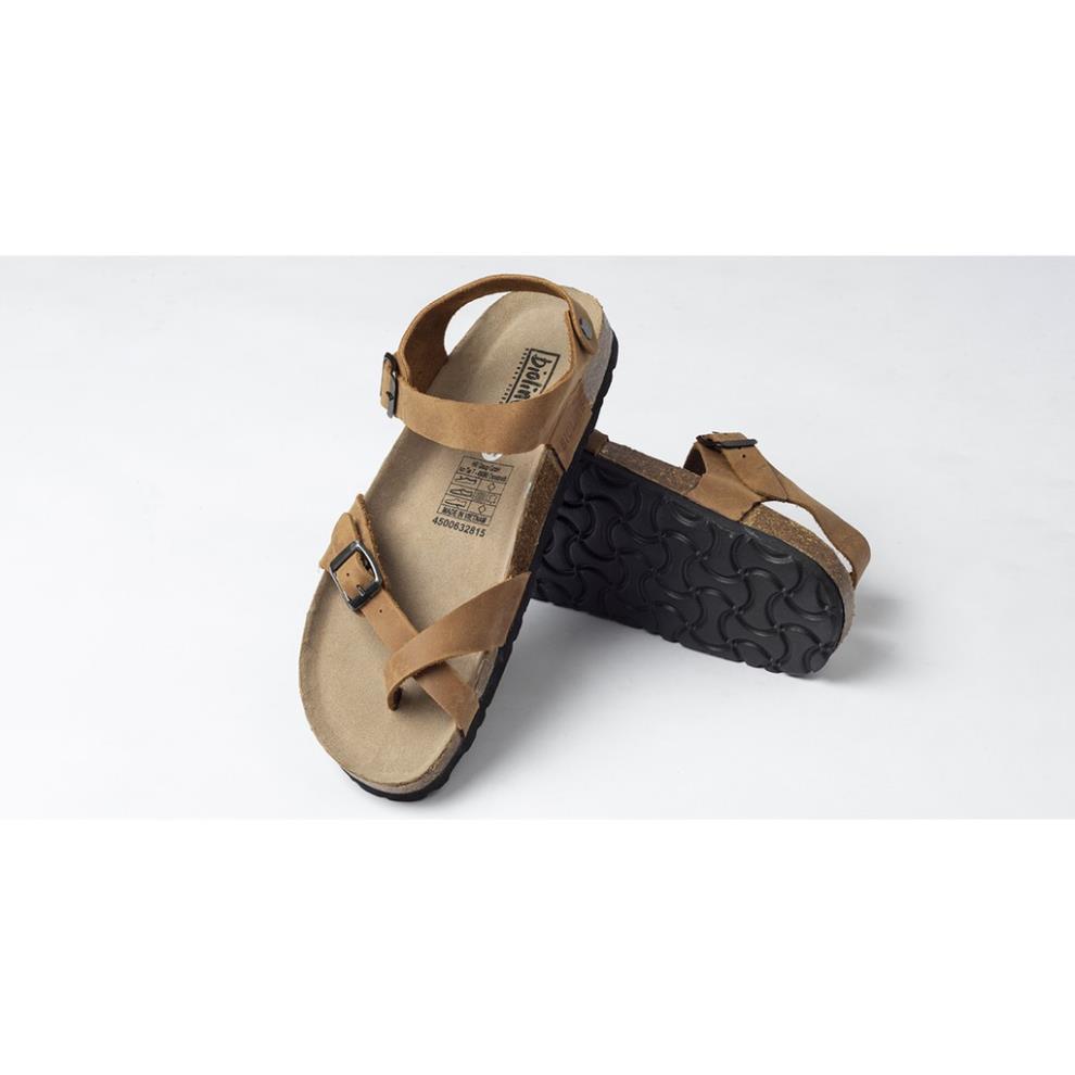 Dép sandal birken Bioline xỏ ngón quai chéo unisex nam nữ da bò thật mã B14 - Bioline Official