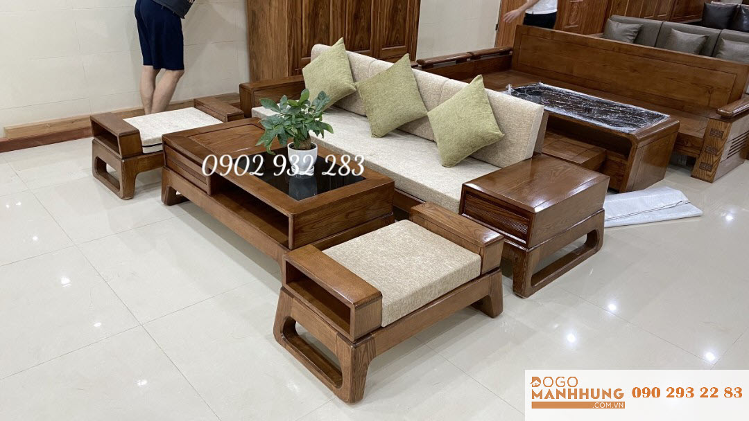 Bộ sofa gỗ sồi 4 món nhỏ xinh M05