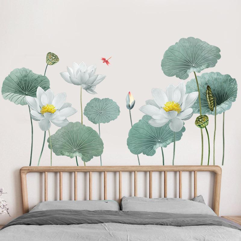 DECAL DÁN TƯỜNG ĐẦM SEN XANH NHẠT