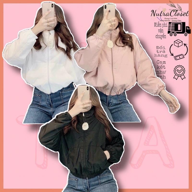 Áo khoác lửng croptop dù 2 lớp không nón trơn basic unisex ulzzang nam nữ