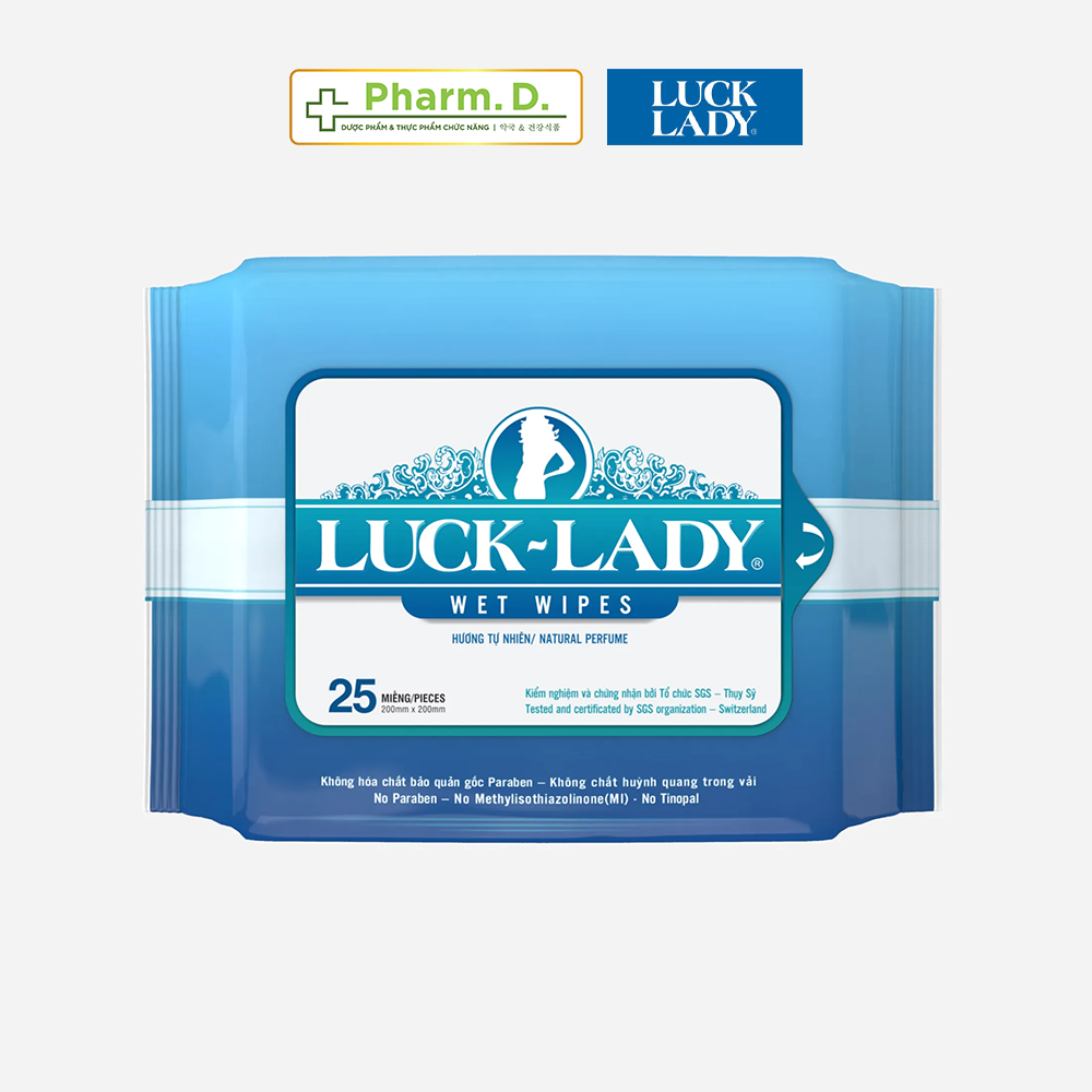 Khăn Ướt Luck Lady An Toàn Cho Da, Không Mùi Hoặc Hương Tự nhiên (25 tờ/ gói)