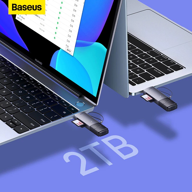 Đầu Đọc Thẻ Nhớ Đa Năng Tốc Độ Cao Baseus Lite Series USB-A & Type-C to SD/TF Card Reader Cho Smartphone/ Tablet/ Macbook/Laptop - Hàng Chính Hãng