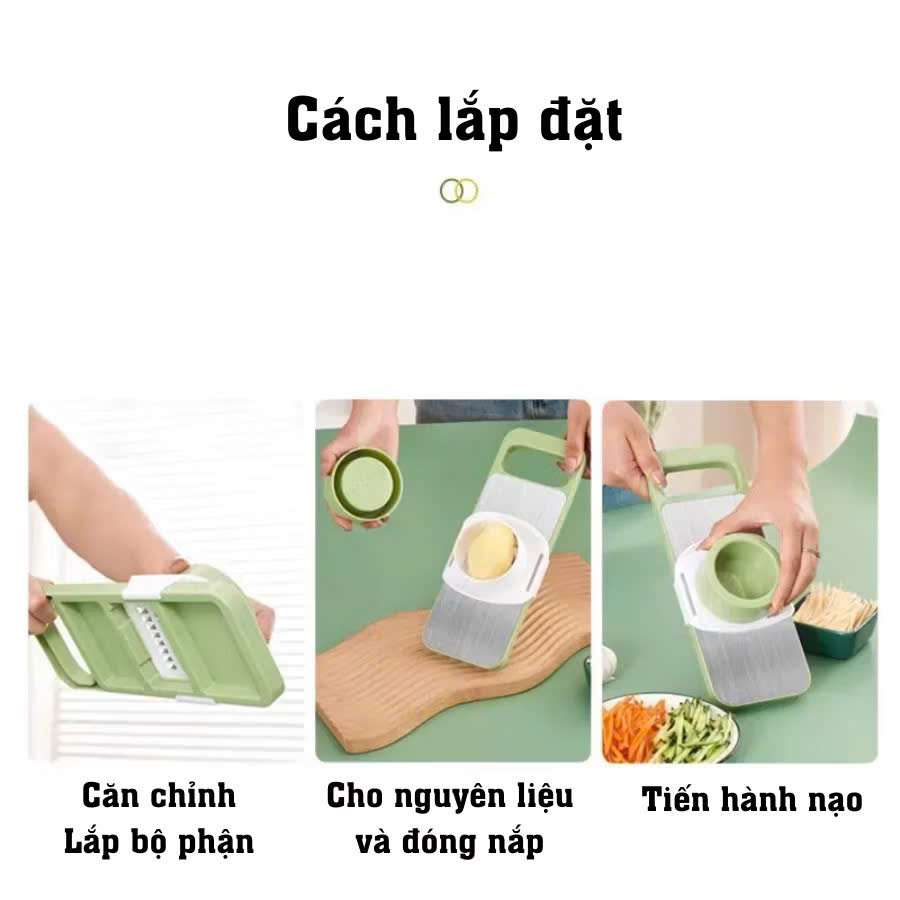 Bộ Nạo Rau Củ Quả 5 Lưỡi Dao Inox 304 Không Gỉ - Dụng Cụ Bào Rau Củ Đa Năng Cao Cấp Tiện Dụng - HÀNG CHÍNH HÃNG MINIIN