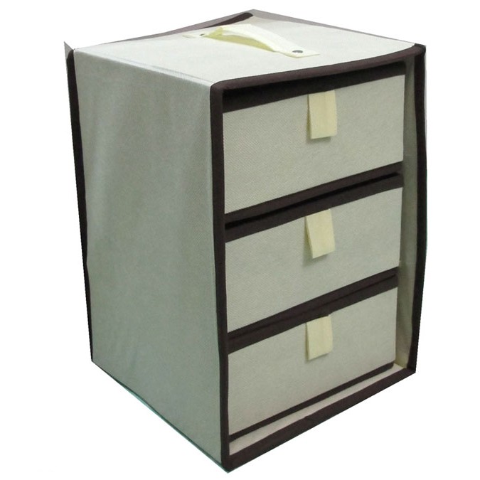 Hộp Vải Đựng Đồ 3 Ngăn 50X30x20 - Giao màu ngẫu nhiên