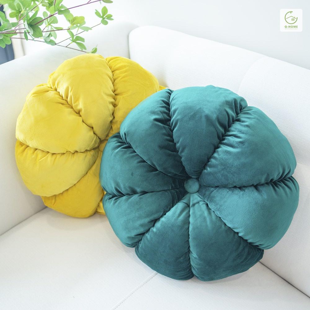 Đệm hoa nhung 4 màu trang trí sofa cấp Ghome, đệm ngồi tựa lưng, trang trí phòng khách sang trọng DT09 HOA
