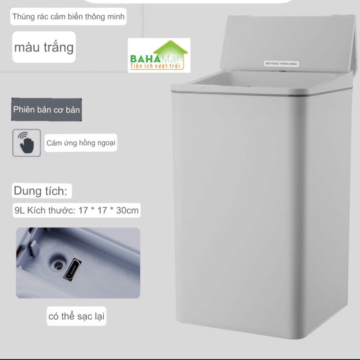 HỘP ĐỰNG ĐA NĂNG TỰ ĐỘNG MỞ BẰNG CẢM ỨNG 9L "BAHAMAR" tiện dụng, thích hợp sử dụng để nhiều thứ cho gọn gàng ngăn nắp