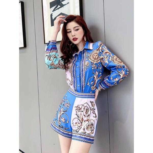 SÉT BỘ LỤA SƠ MI HOA VĂN