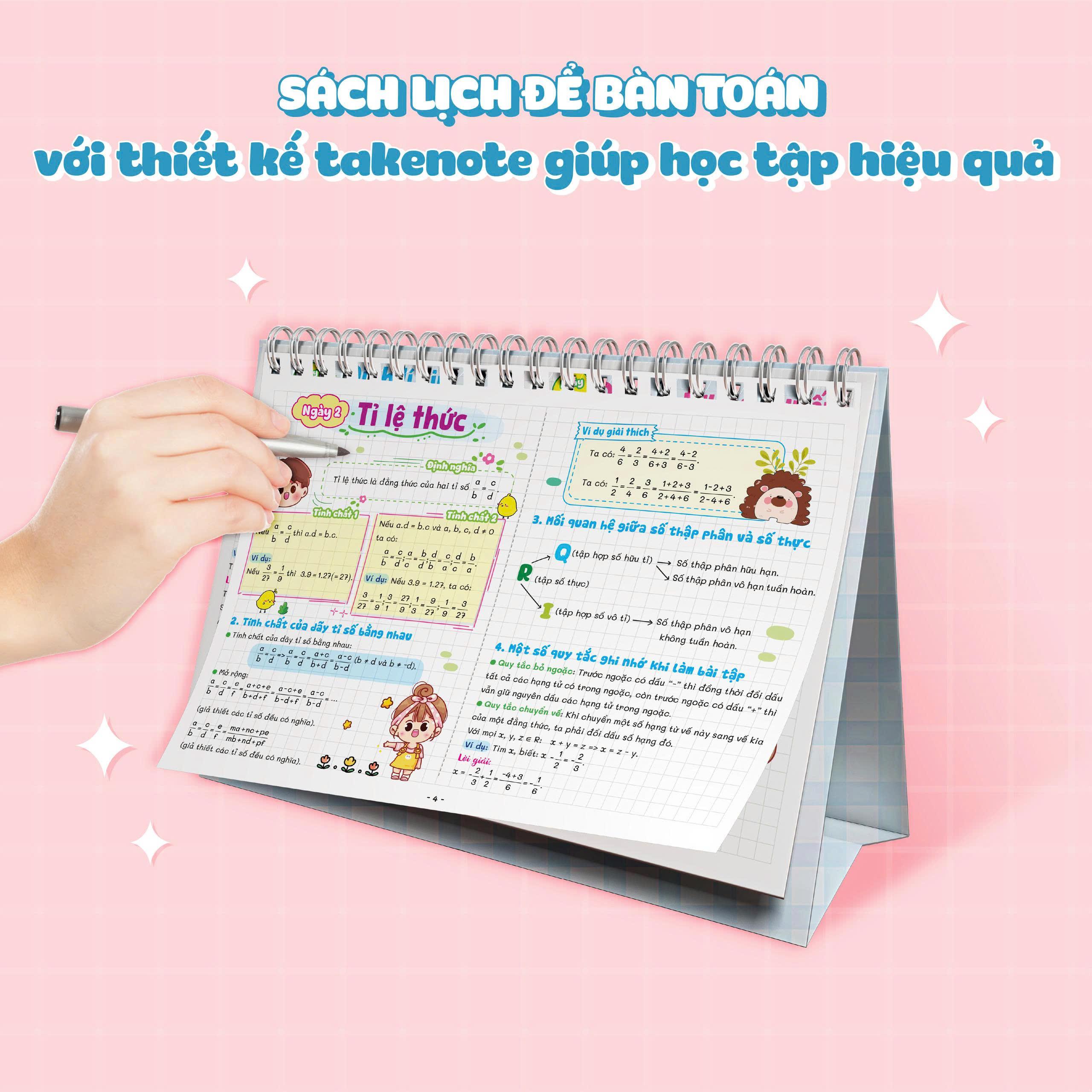Sách - Sách Lịch Để Bàn - Tra Cứu Nhanh Kiến Thức Hàng Ngày - Toán 7
