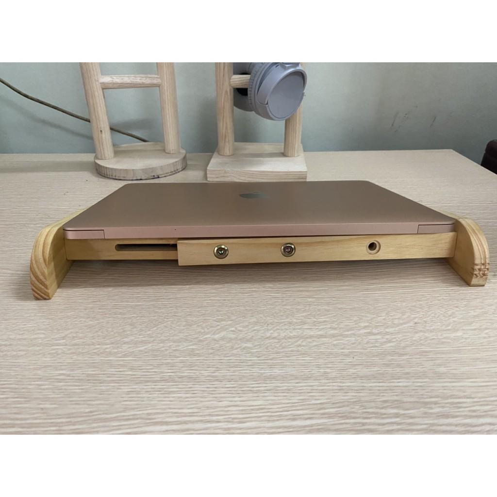 Kệ Tản Nhiệt Laptop Macbook  Bằng Gỗ Có Thể Điều Chỉnh Độ Rộng Dành Cho Mọi Kích Cỡ.