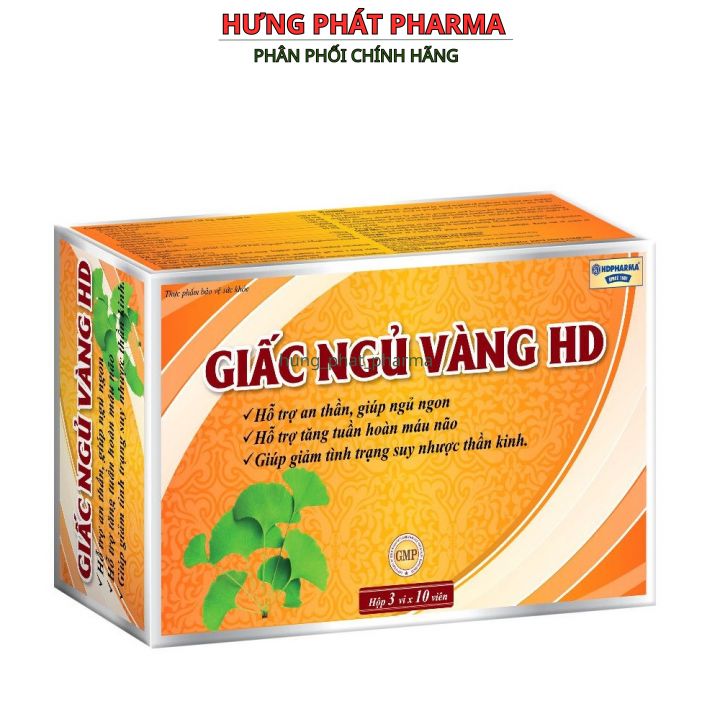 Viên uống Giấc Ngủ Vàng HD giúp ngủ ngon giảm căng thẳng - Hộp 30 viên