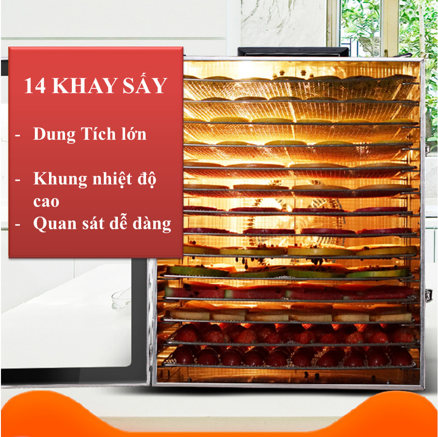 Máy Sấy Inox Thực Phẩm 14 Khay Thế Hệ Mới