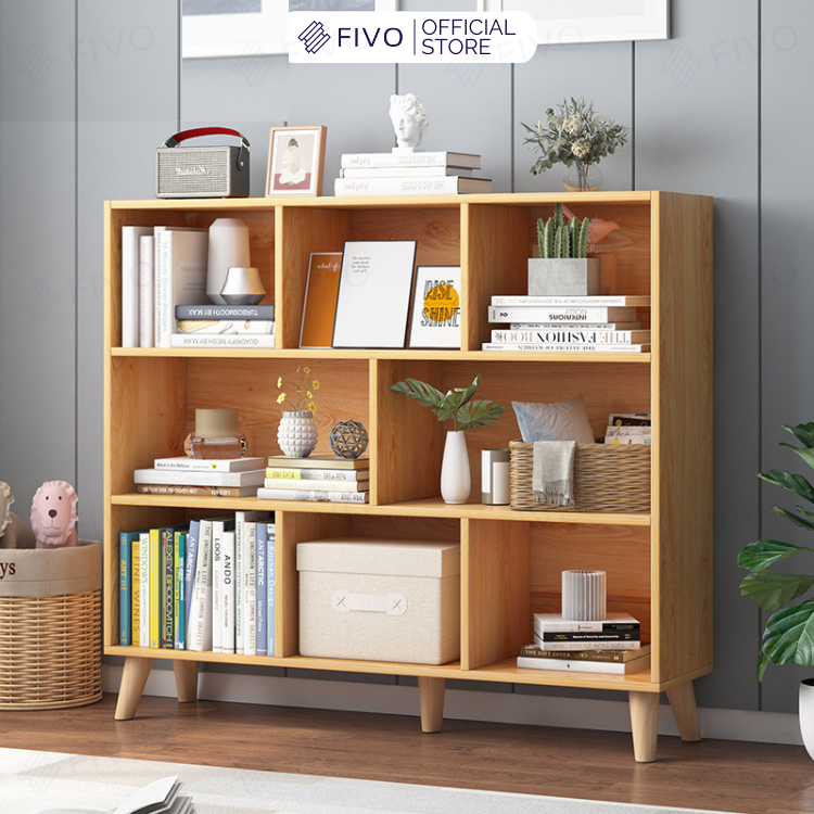 Tủ Sách Gỗ MDF FIVO FB60 100 x 24 x 107cm Thiết Kế Hiện Đại Có Kèm Tấm Lưng – Hàng Chính Hãng – Màu Vân Gỗ Nhạt