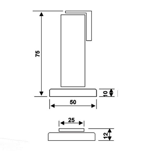 Chặn cửa nam châm 25*95*50mm, Glaze-Inox304