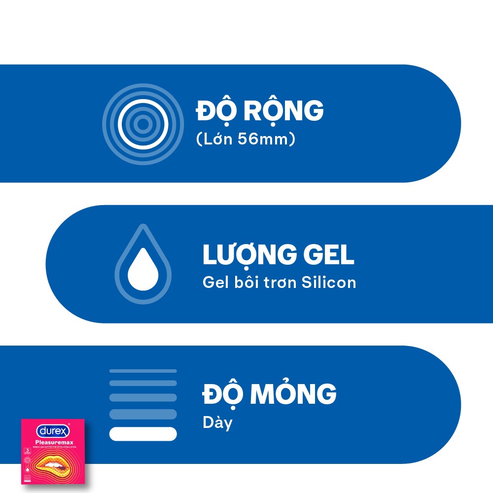 Bao cao su Durex Pleasuremax Hộp 3 Bao
