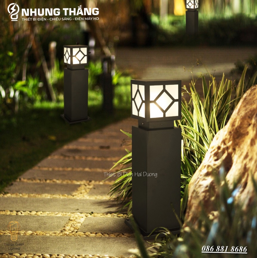 Đèn Cột Sân Vườn DSV-1165 Chống Nước - Chiều Cao 45cm - Cắm Điện Và Dùng Năng Lượng Mặt Trời-Có Khiển- K èm Bóng Led - Có Video