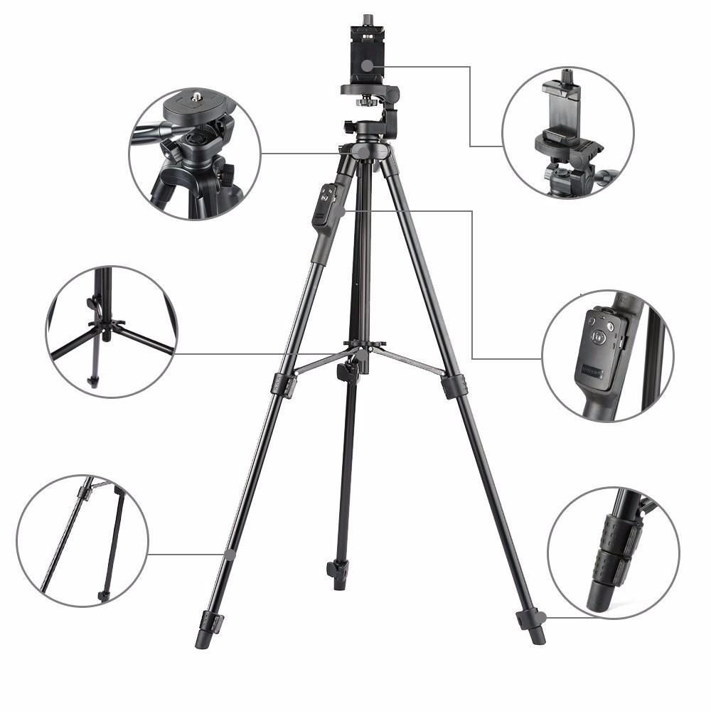 Chân Đế Máy Ảnh, Camera, Điện Thoại Tripod TTX-6218 Có Remote Bluetooth, Kẹp Điện Thoại Xoay Ngang Dọc