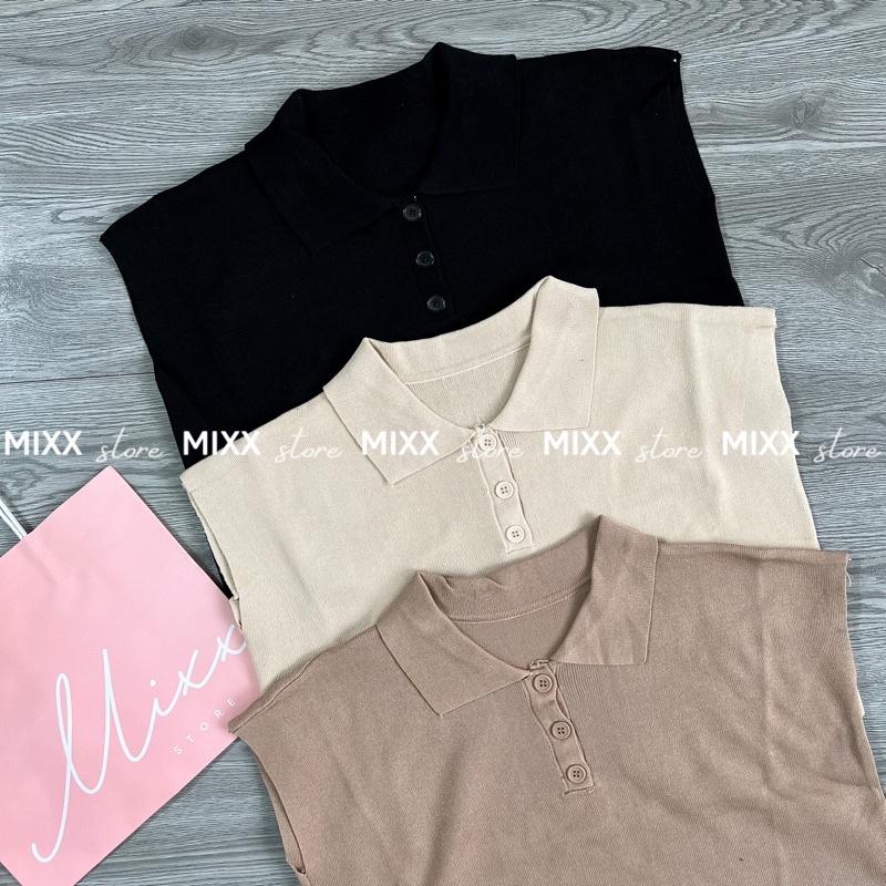 Áo dệt kim tay ngắn chất dày vừa mềm mịn phom lửng xinh