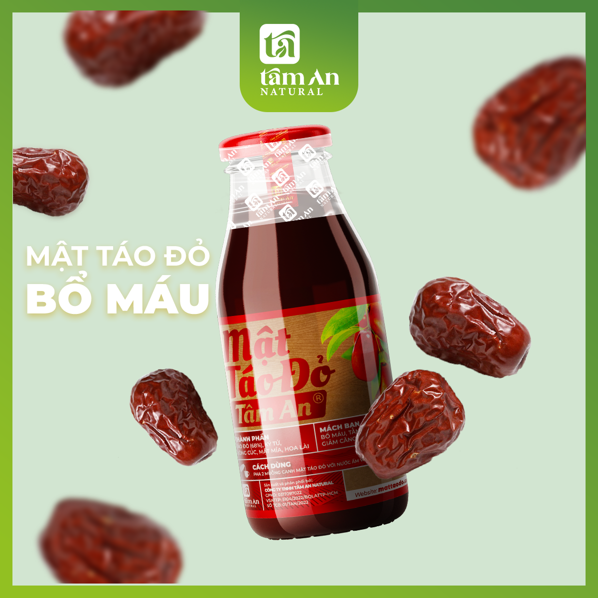 MẬT TÁO ĐỎ TÂM AN 250ML - 1 THÙNG 12 CHAI