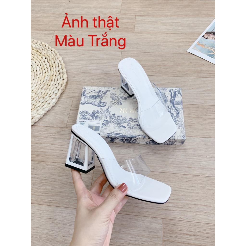 Guốc nữ gót 7 phân quai trong gót trong sang chảnh