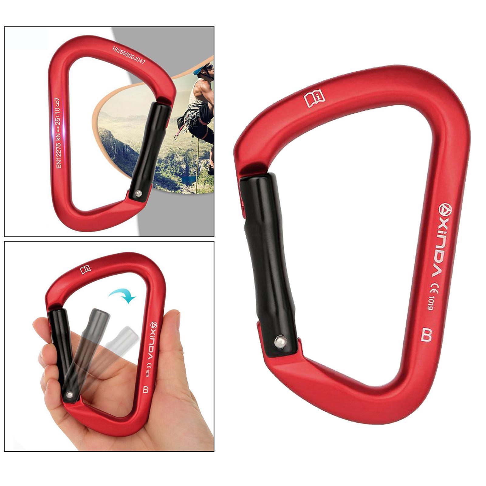 25KN Climbing Carabiner 3" Aluminum Rappelling Mountaineering Keychain Auto Locking Karabiner Camping Lock Clasp D-Ring Equipment Accessories