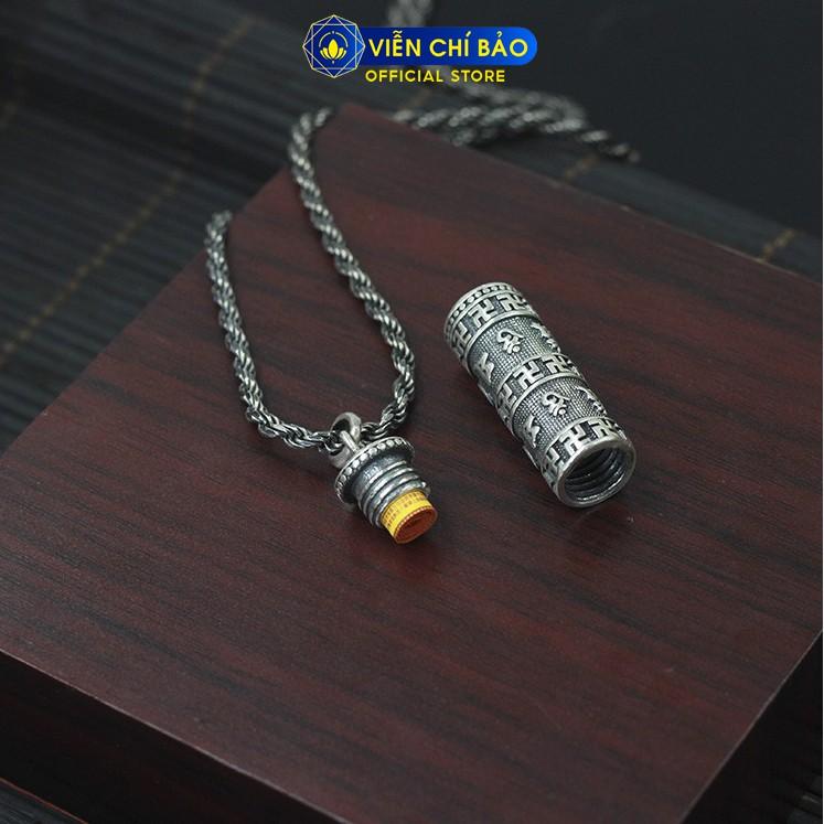Mặt dây chuyền bạc nam VIỄN CHÍ BẢO Trụ Kim Luân Lục Tự Chữ Vạn chất liệu bạc thái 925 M100142