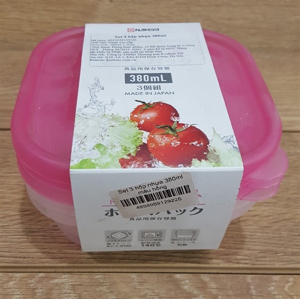 Bộ 03 hộp đựng thực phẩm có nắp đậy Nakaya 380ml - Hàng nội địa Nhật Bản