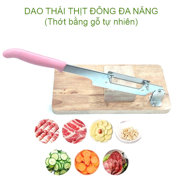 Dao thái thịt đông lạnh đa năng thành lát mỏng, đế bằng gỗ tự nhiên