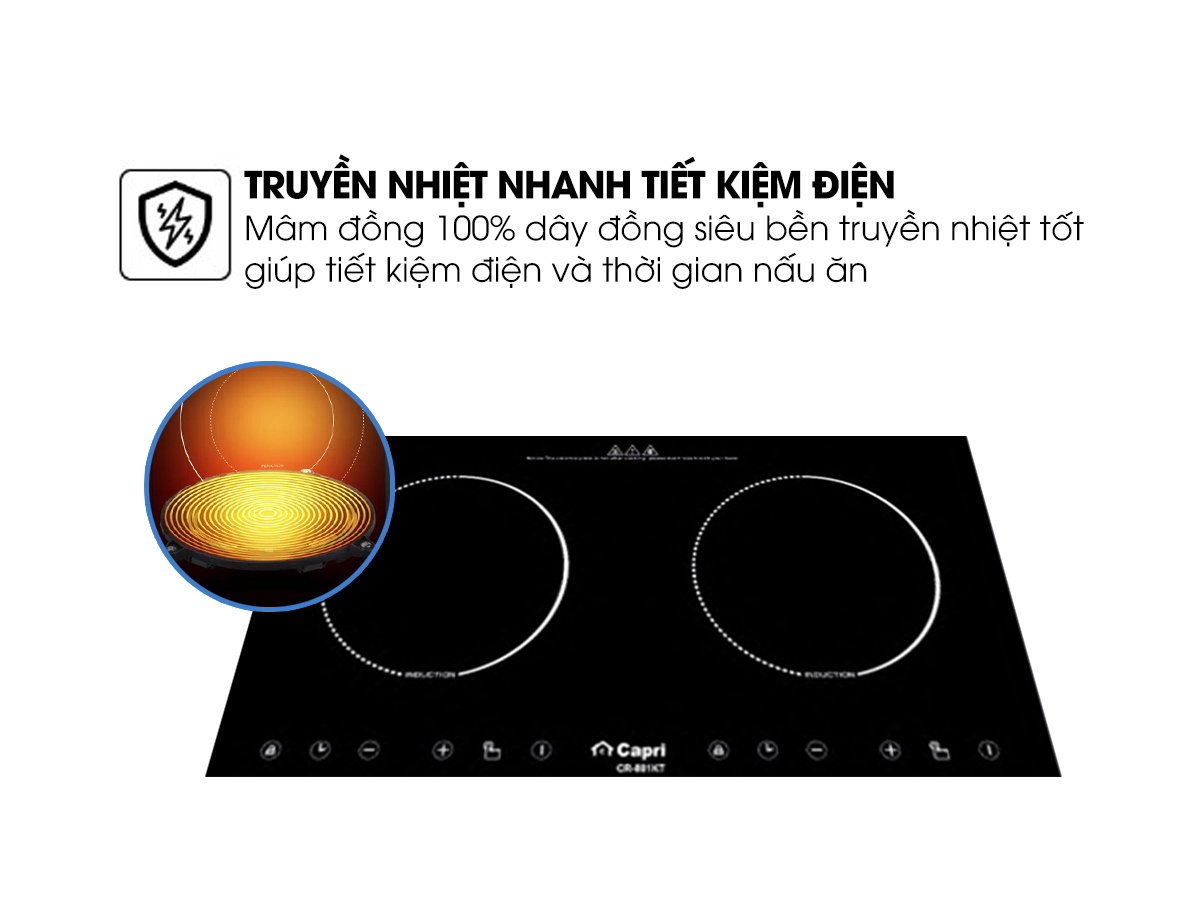Bếp Điện Từ Đôi Capri CR-801KT - Hàng Nhập Khẩu, Thiết Kế Sang Trọng, Chất Liệu Cao Cấp, Tiết Kiệm Tối Ưu