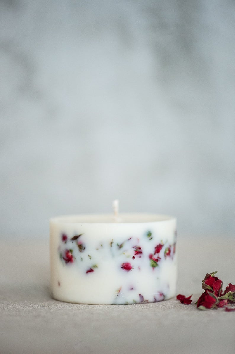 Combo 3 nến hoa hồng với hương thơm từ tinh dầu hoa hồng cao cấp, trang trí nụ hồng