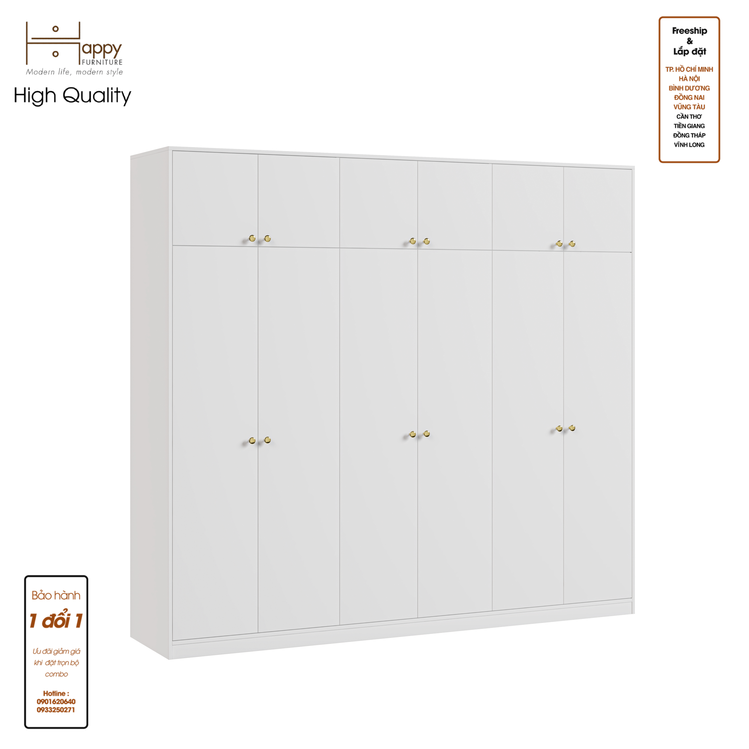 [Happy Home Furniture] ELEGANT, Tủ quần áo 2m4x2m2 , 240cm x 54cm x 220cm ( DxRxC), TCM_044