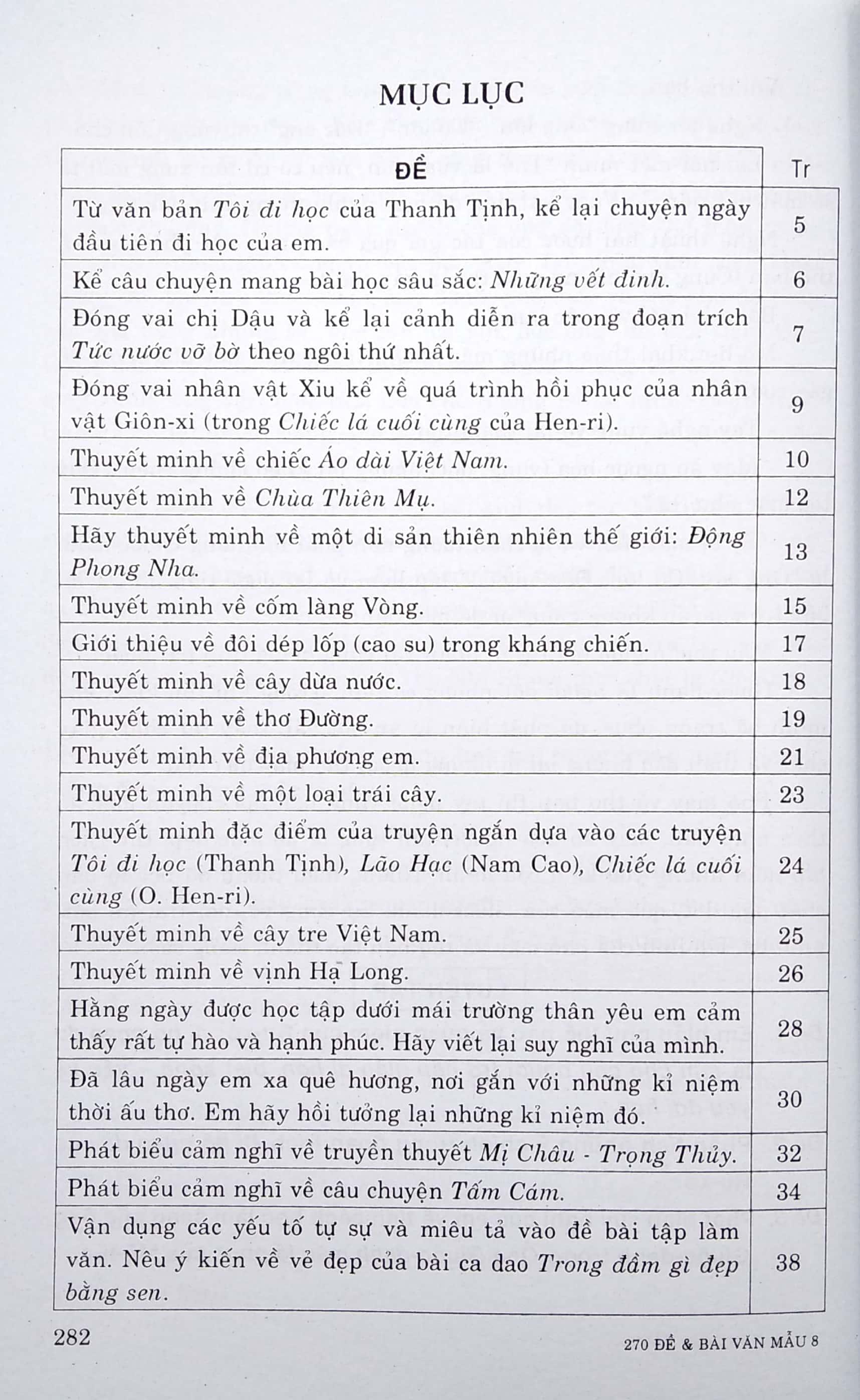 270 Đề Và Bài Văn Mẫu Lớp 8