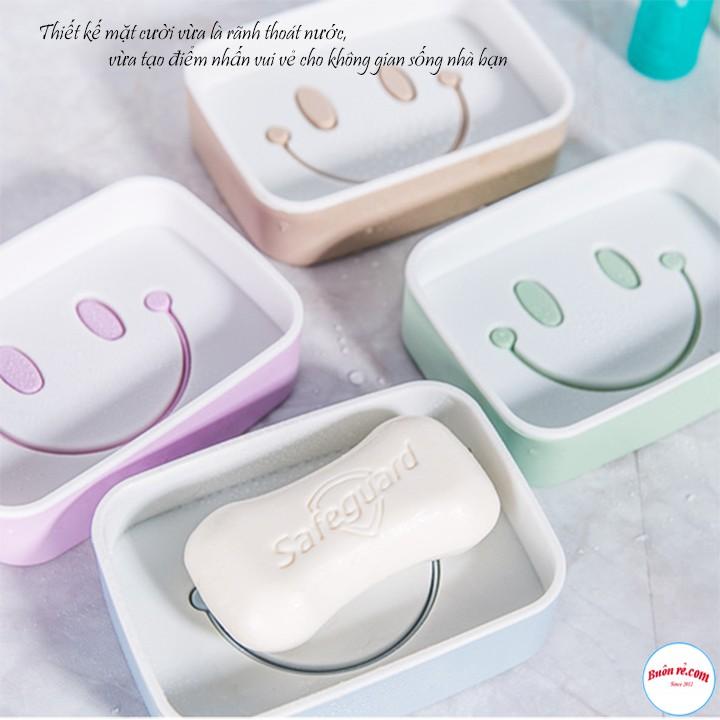 Khay Để Bánh Xà Phòng Dán Tường 2 Lớp Đáy Kín Hình Mặt Cười 00239