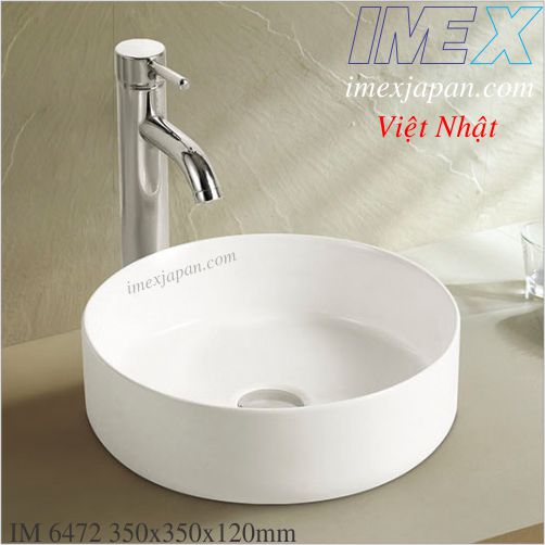 Lavabo rửa mặt để bàn men sứ phủ nano cao cấp chống bám bẩn IMEX IM 6472