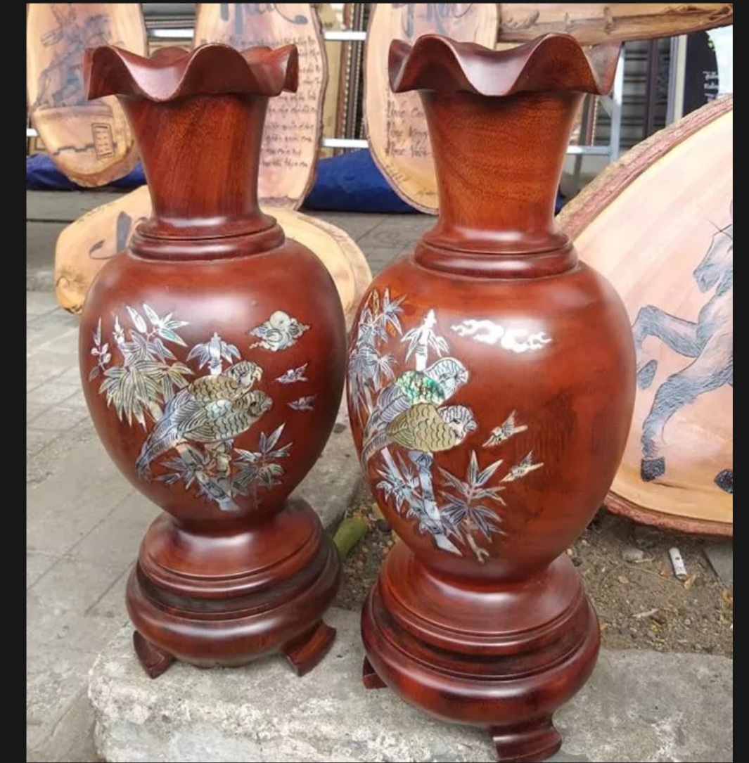 Cặp lục bình gỗ Lim cao 50cm