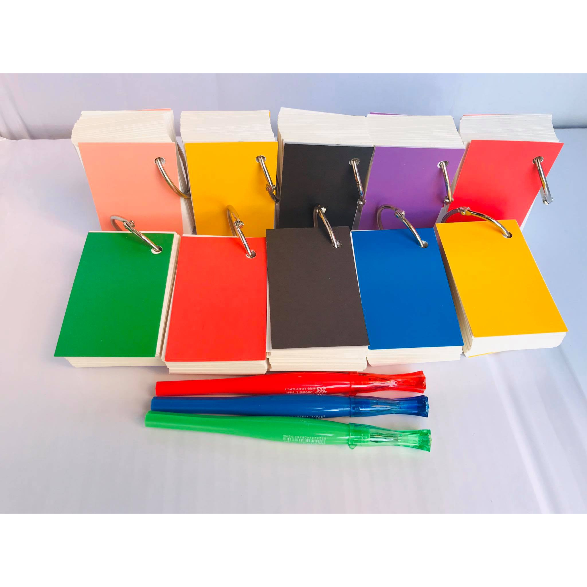 FLASHCARD TRẮNG 10 BỘ như hình tặng khoen bìa màu học tiếng Anh, Nhật, Hàn, Trung, Đức, Pháp. flashcard trắng góc vuông dày dặn tặng kèm khoen và bìa note siêu đẹp Flashcard trắng siêu dày đẹp như hình