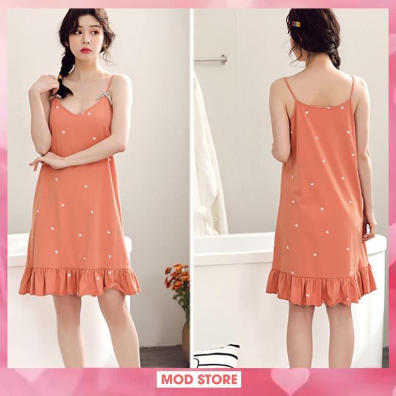 Váy Ngủ 2 Dây, Váy Mặc Nhà Siêu Mát, Chất Cotton Co Giãn, Nhiều Màu V3 *