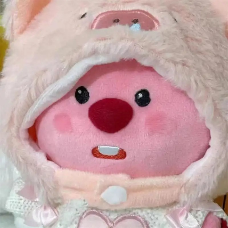 Thú nhồi bông Loopy cosplay mũ heo mặc áo len có thể cởi được - Size 20cm - Quà tặng Loopy đội mũ heo set gồm 1 gấu + mũ + áo len - Gối ôm cho bé