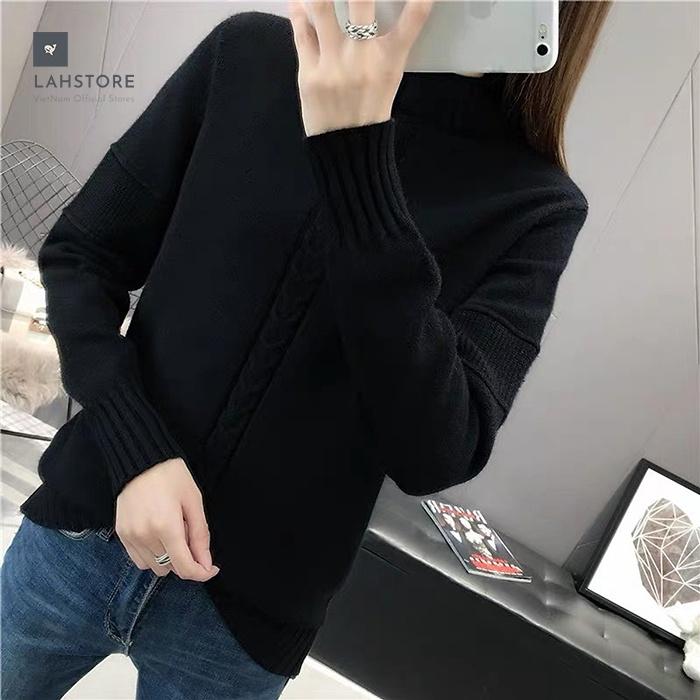 Áo len nữ cổ 3 phân trần gân thừng ấm áp LAHSTORE thu đông 2021