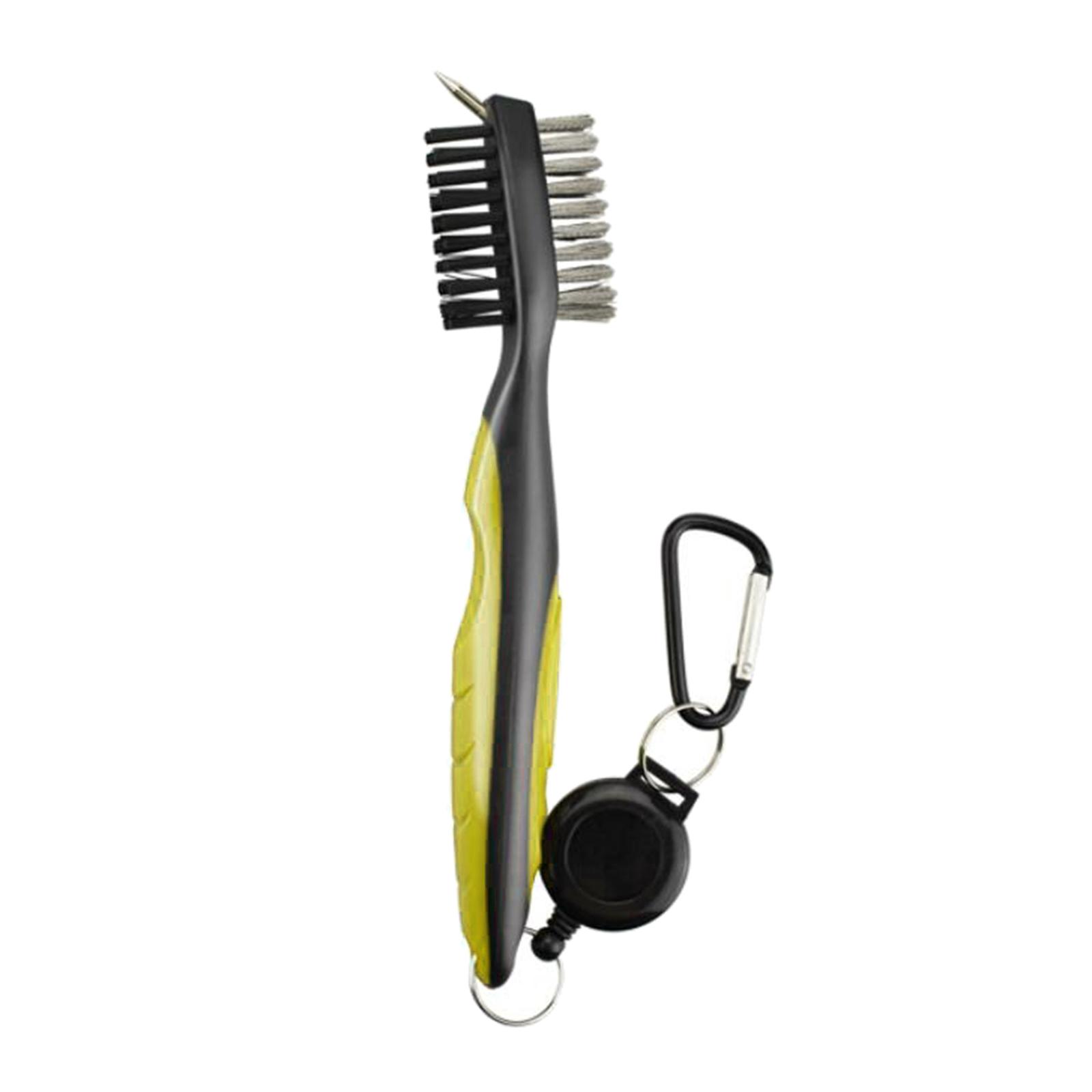 Double Sided Golf Club Brush Tool Kit Groove Cleaner Cleaning Tool, Retractable Extension Cord and Clip Golf Accessories