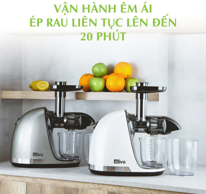 Máy Ép Chậm Olivo SJ22 Thương Hiệu Mỹ Ép Rau Không Lo Kẹt Máy Ép Kiệt 99% Dễ Vệ Sinh Công Suất 150W - Hàng Chính Hãng